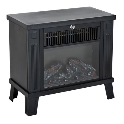 HOMCOM Elektrokamin Elektrischer Kamin Kaminofen Standkamin mit Flammeneffekt 600/1200W, Metall, Schwarz, 34x17x31 cm