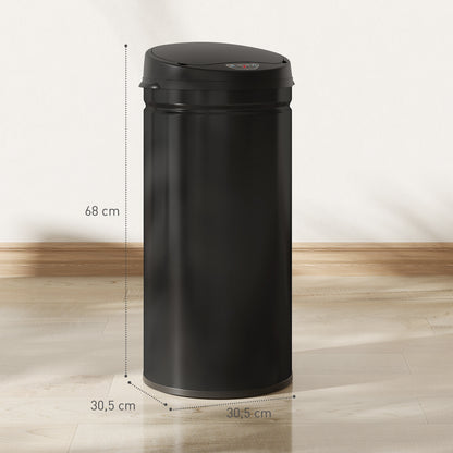 HOMCOM 42 Liter Sensor-Mülleimer mit Soft-Close-Funktion, berührungsfreier Abfalleimer aus Edelstahl für hygienische Küchen