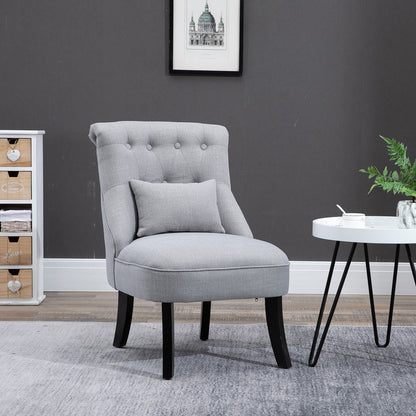 HOMCOM Sessel Wohnzimmer Relaxsessel Loungesessel Ruhesessel mit Rückenkissen, Holzbeine, Lesesessel mit Leinenoptik, Polstersessel für Schlafzimmer, Grau