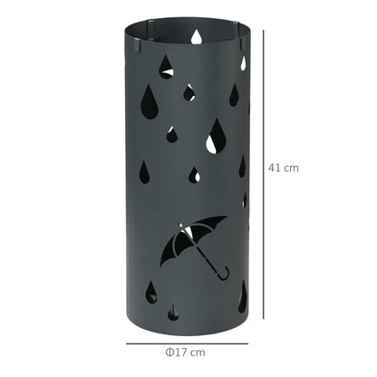 HOMCOM Schirmständer, Stahl, Säulenform, Herausnehmbares Bodenfach, Ø17 x 41H cm, Grau