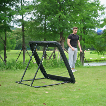 HOMCOM Rebounder für Fußball, 128 x 118 cm Prellwand mit Schutzkante Heringen, verstellbar in 5 Stufen, tragbares Rebound, Fußballtor für Jugendliche, Rückprallwand für Fußball Training, Schwarz