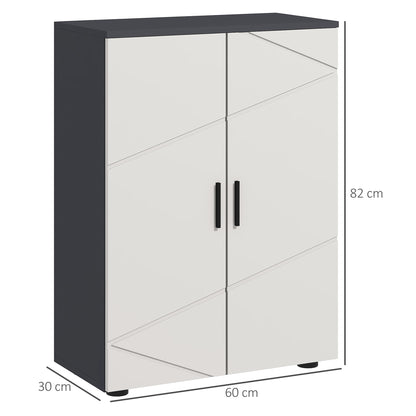 kleankin Badezimmerschrank, Badkommode, verstellbare Regale, bis zu 25 kg belastbar, Grau