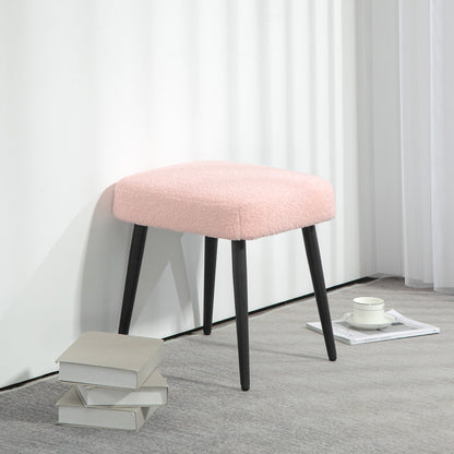 HOMCOM Hocker, Fußstütze, gepolsterter Sitz, Kaschmir-Optik, Stahlbeine, 42 x 42 x 44 cm, Rosa