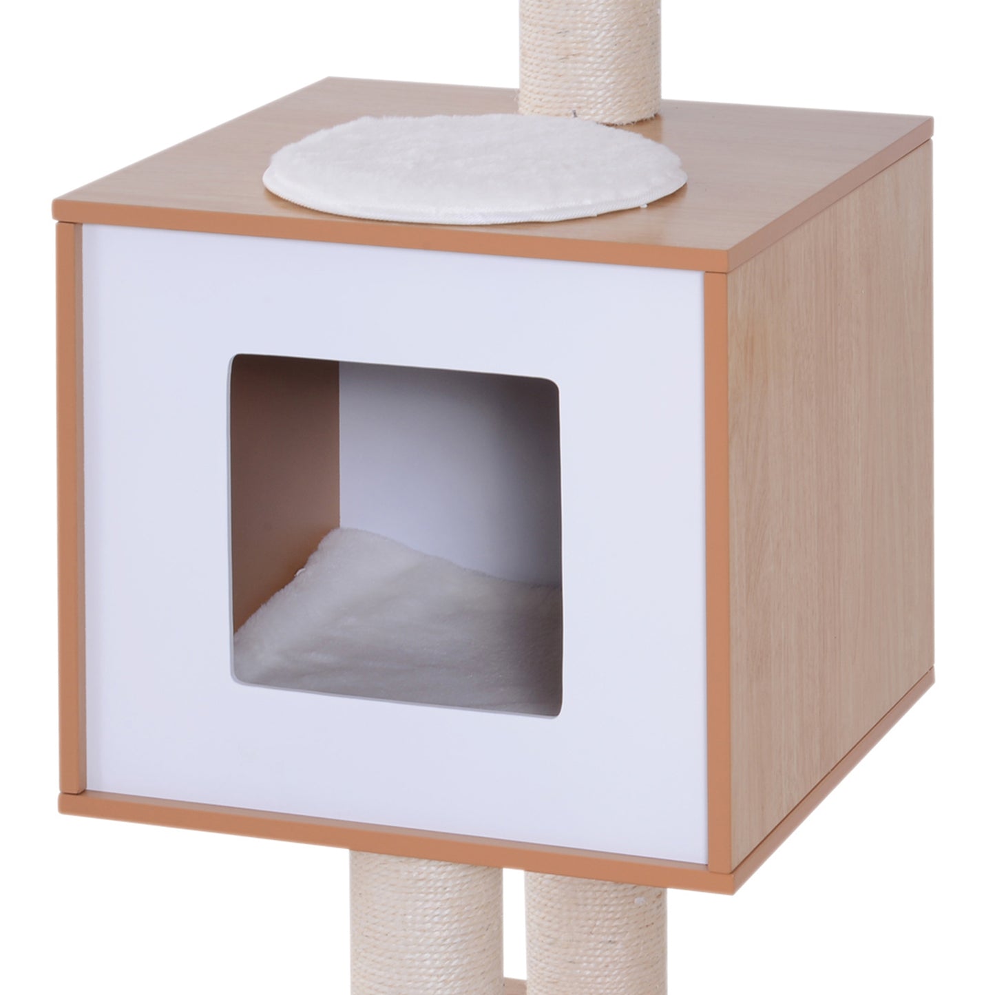 PawHut Katzenkratzbaum Katzenbaum Katzenspielzeug Kletterbaum Sisal Polster Liegefläche mit Ball Natur 71,5 x 49,5 x 120 cm