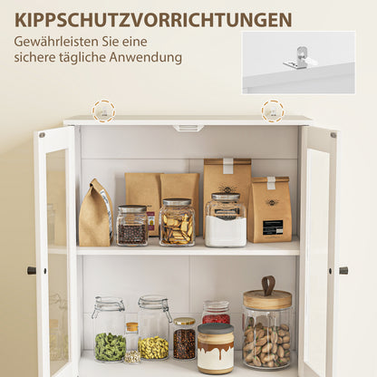 HOMCOM Küchenschrank mit Schubladen und Glastüren, Melamin-Oberfläche, Weiß