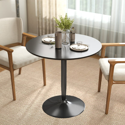 HOMCOM Esstisch für 2 Personen, runde Tischplatte Ø80 cm, MDF und Stahl, rutschfest, Schwarz, 75H cm