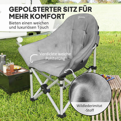 Outsunny Faltstuhl faltbar Campingstuhl mit Seitentasche Tragetasche gepolstert bis 120kg belastbar Dunkelgrau