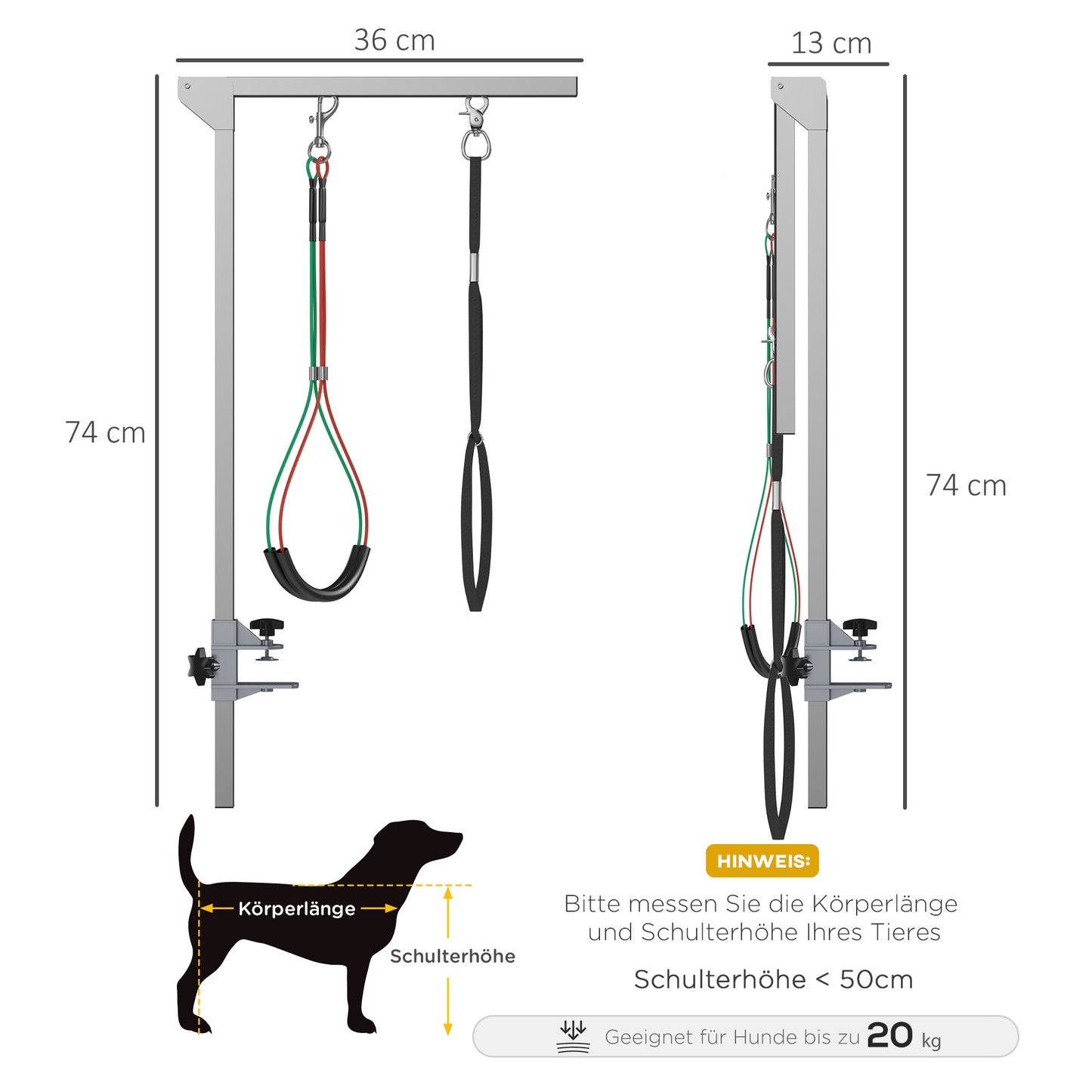 PawHut Haustierfrisiertisch Frisiertisch für Haustiere, höhenverstellbar, 36 x 8 x 74 cm, Silber