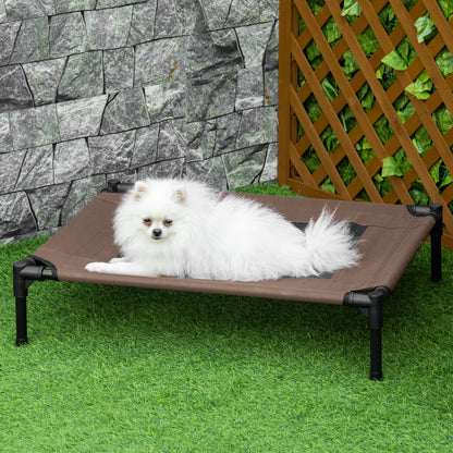 PawHut Hundeliege Outdoor, Erhöhtes Hundebett für Mittelgroße Groß Hunde, stabile Haustierliege mit Waschbares Mesh, Katzenbett Haustierbett Schlafplatz für Draußen Camping, 76 x 61 x 18 cm, Braun