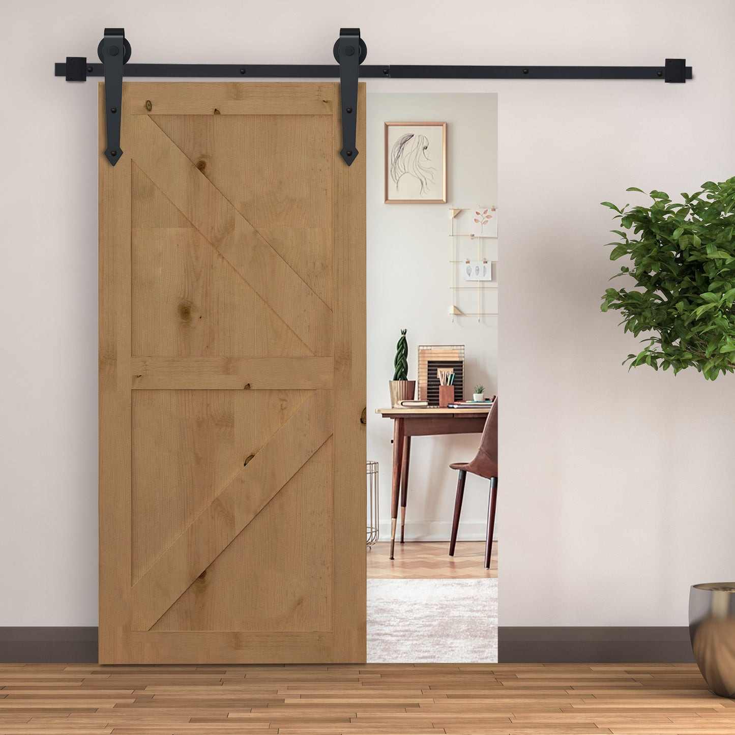 HOMCOM Schiebetür-Kit, rustikales Design, Kohlenstoffstahl, trägt bis zu 100 kg pro Paneel