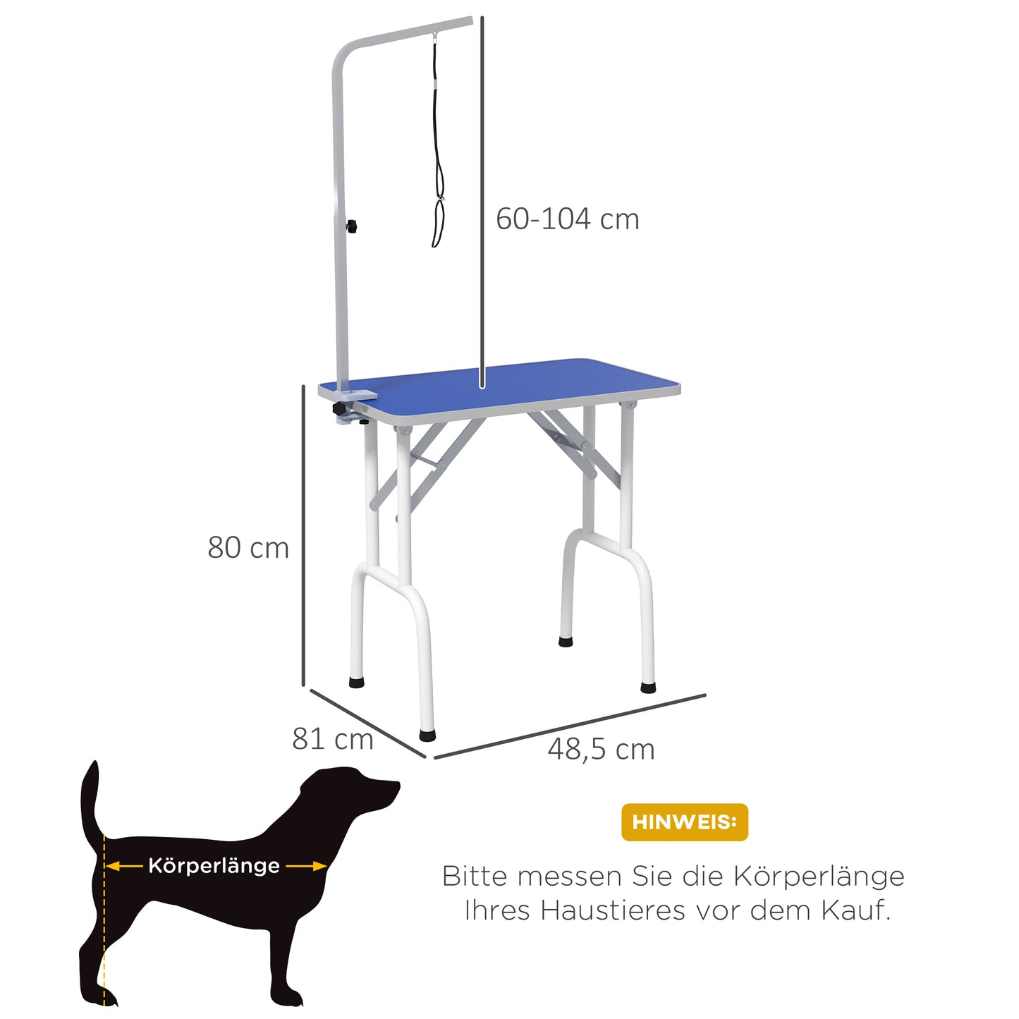 PawHut Haustier-Pflegetisch, zum Frisieren, Bürsten, Waschen von Haustieren, Metall, Blau