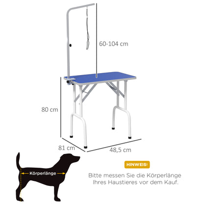 PawHut Haustier-Pflegetisch, zum Frisieren, Bürsten, Waschen von Haustieren, Metall, Blau