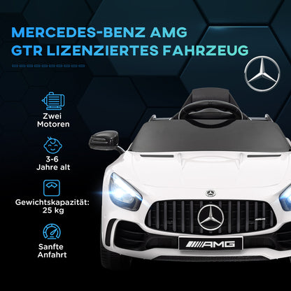 AIYAPLAY Elektro-Kinderauto, Mercedes, 3-5 km/h, Fernbedienung, Licht & Musik, Weiß