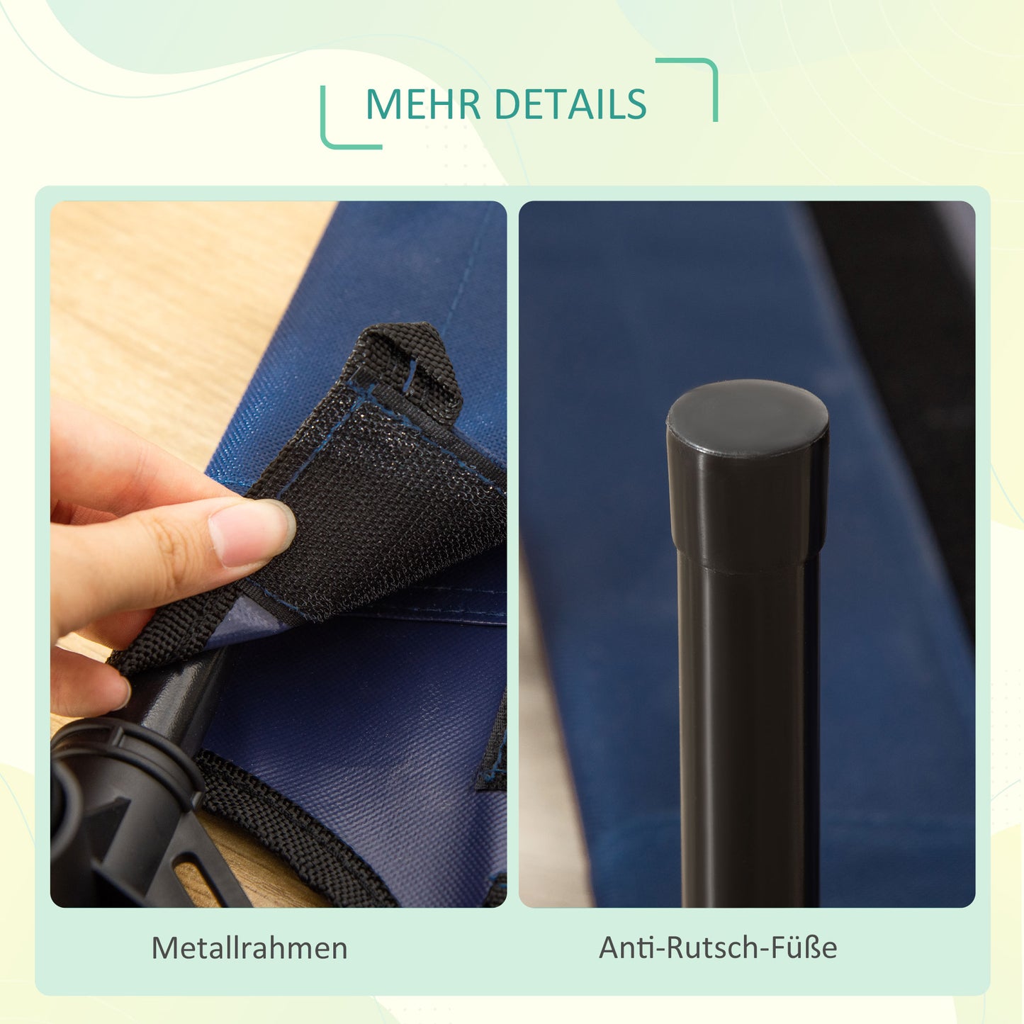 PawHut Hundebett Hundeliege Outdoor Katzenbett Haustierbett Schlafplatz Stahl 600D Oxford-Gewebe Blau 76 x 61 x 18 cm