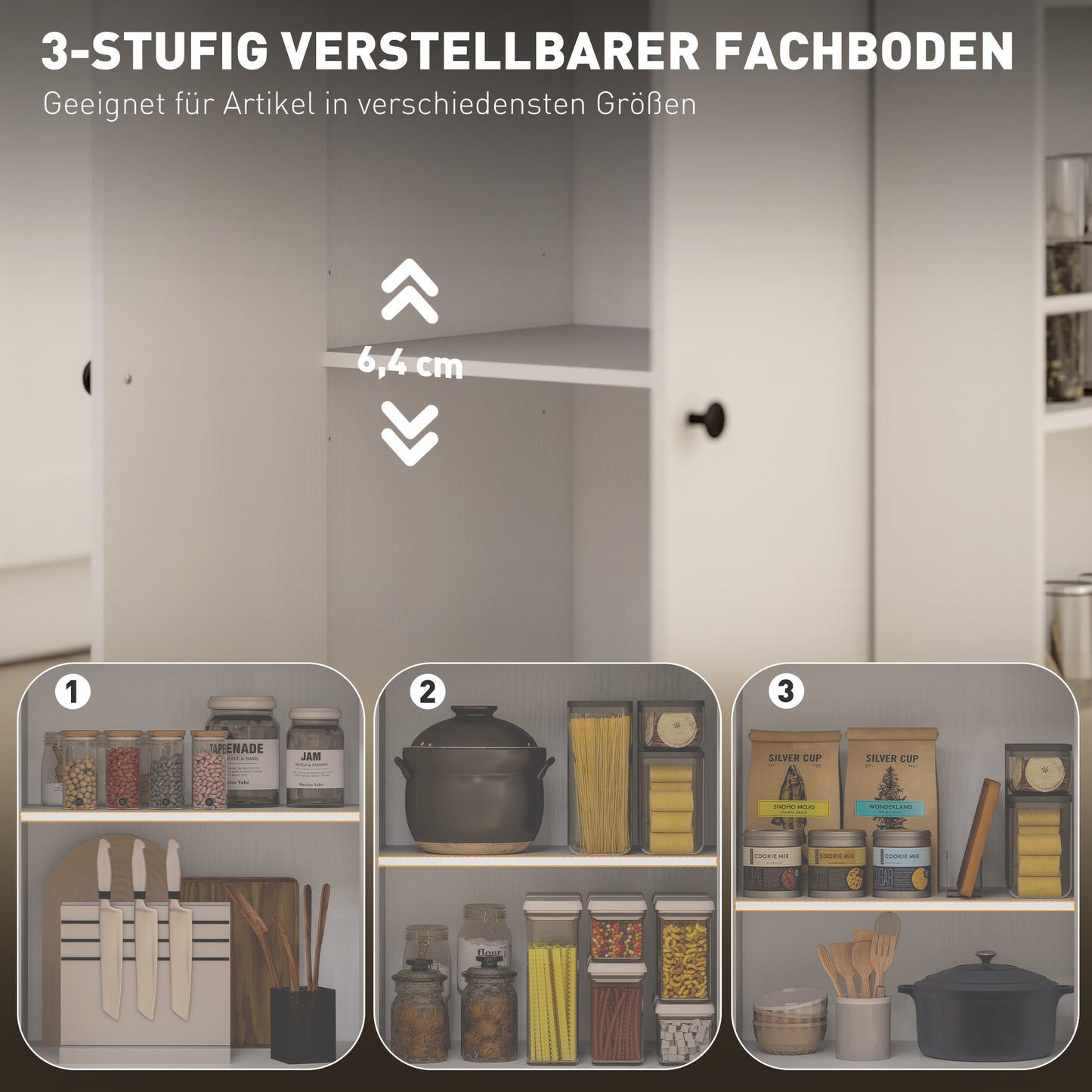 HOMCOM Küchenwagen mit Schublade, Schrankfach, Gewürzregal, Handtuchstange, 82 x 38 x 86,5 cm, Weiß/Eiche