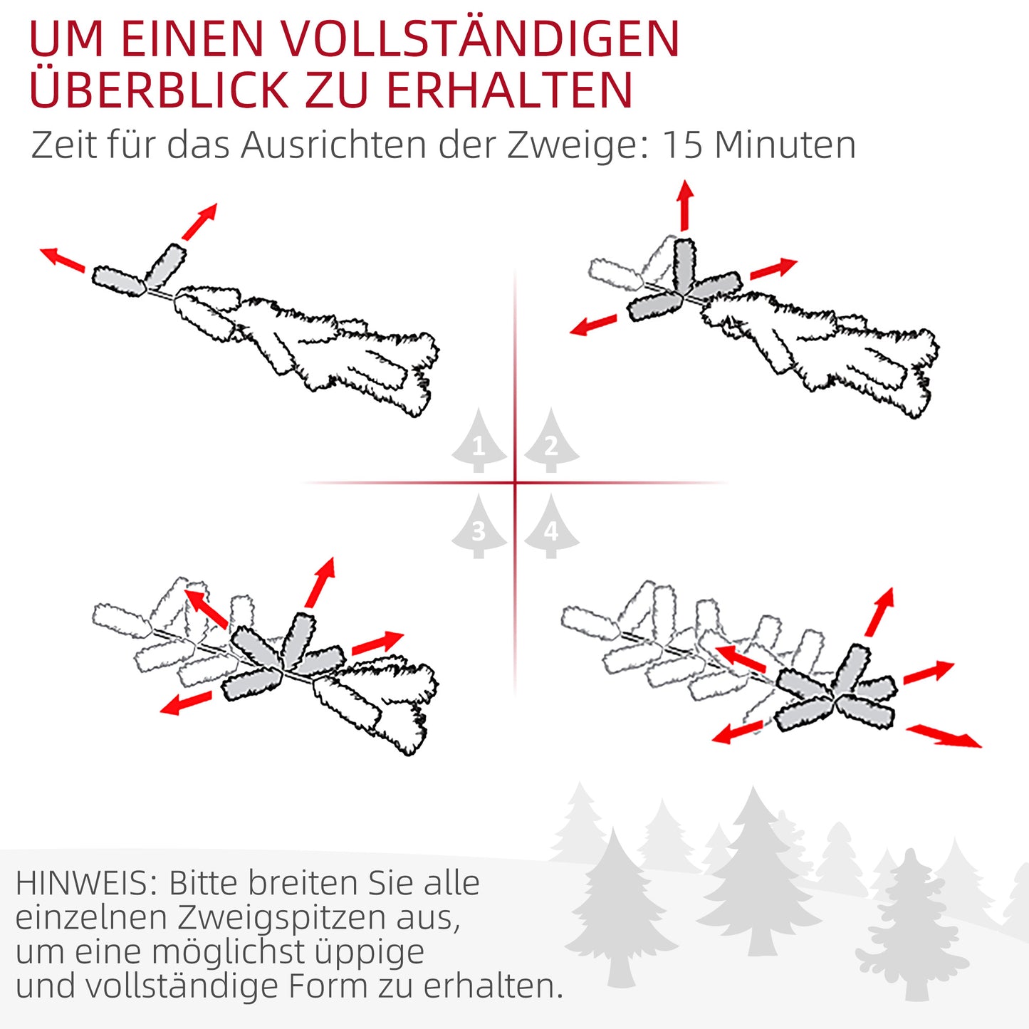 HOMCOM Künstlicher Weihnachtsbaum, realistisches Aussehen, flammhemmend, stabiler Metallfuß, 183 cm, Grün