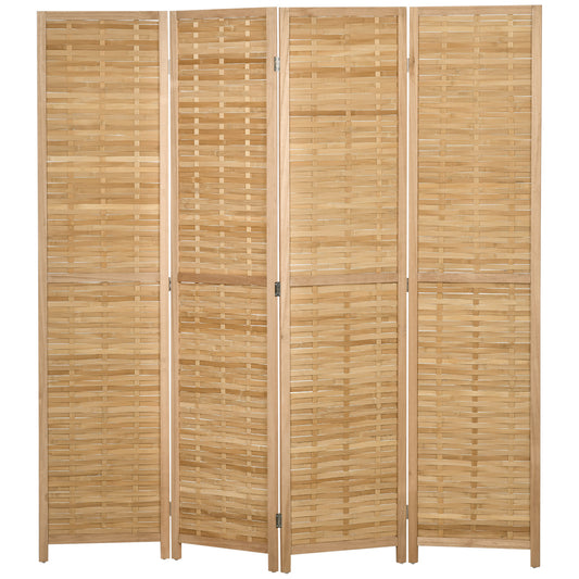 HOMCOM 4-teiliger Raumteiler, 160 x 170 cm Faltbarer Sichtschutz aus Bambus für Wohnzimmer, Schlafzimmer, Natur
