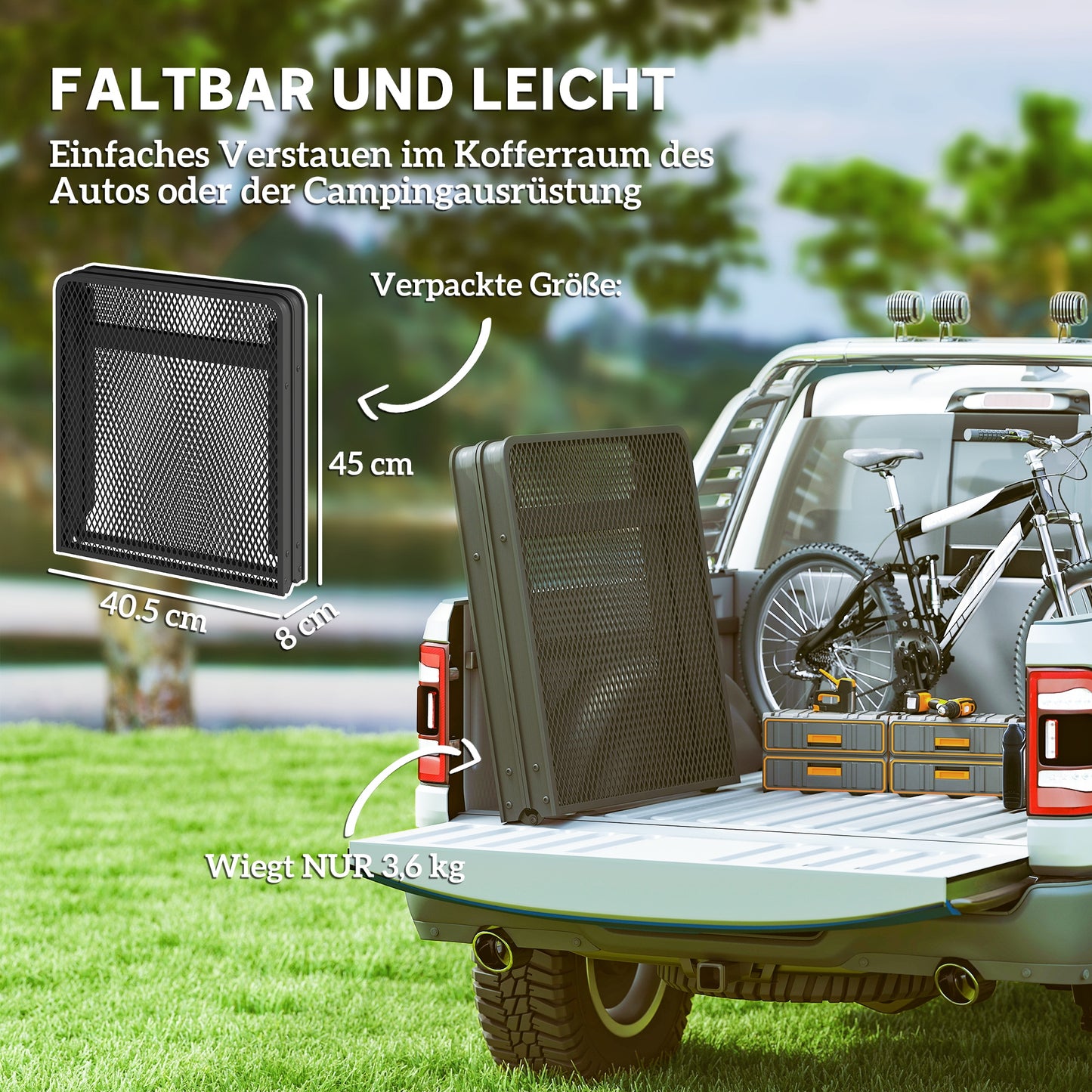 Outsunny Campingtisch höhenverstellbar Klapptisch mit Metallgitter Klappbar aus Aluminium