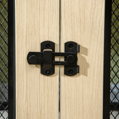PawHut Hundebox Hundekäfig, Modernes Design, verriegelbar, 2 Türen, 94 cm x 60 cm x 71,5 cm, Natur + Schwarz