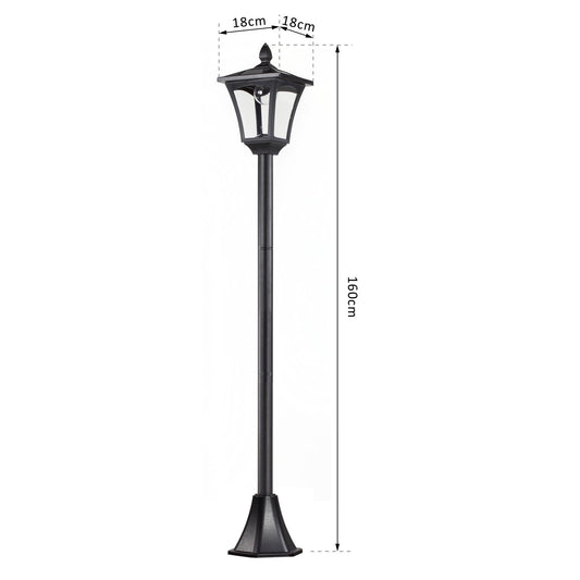 Outsunny LED Solar Gartenlaterne, Stehleuchte aus Edelstahl Gartenlampe 160 cm hoch Windlicht Außenleuchte IP44, Solarlampe mit Lichtsensor 30 Lumen Erdspieß, Gartenlampe für Garten Balkon Schwarz