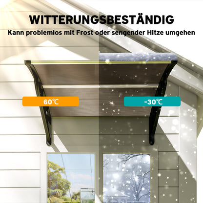 Outsunny Türüberdachung, Schutz vor Regen, Wind und Hagel, Polycarbonat, Aluminium, 103 x 96,5 x 27 cm, Braun