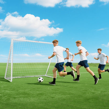 SPORTNOW Fußballtor، Robustes Netz، Kunststoff-Rahmen، Heringe، 240L x 90B x 180H سم، Weiß