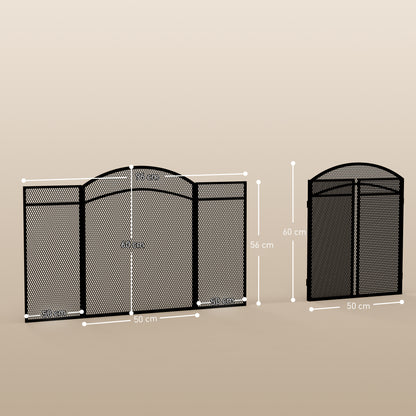 HOMCOM Funkenschutz für Kamine, eleganter Funkenfänger, faltbar, beschichtet, Schwarz, 96 x 60 cm