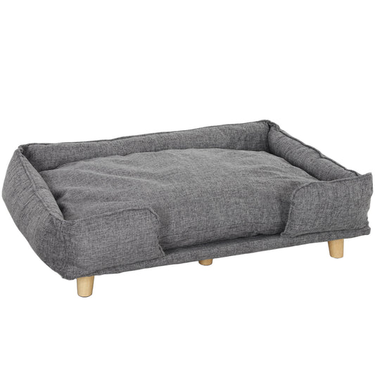 PawHut Hundesofa, Haustiersofa, Haustierbett, abnehmbares u. waschbares Polster, Natur+ Dunkelgrau