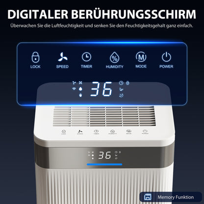 HOMCOM Luftentfeuchter, 4,5 Liter Tank, 24-Stunden-Timer, LED-Display, Kunststoff, Weiß