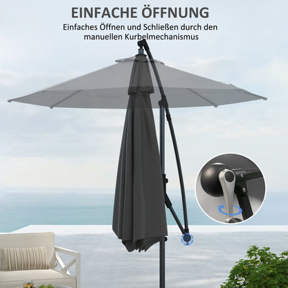 Outsunny Sonnenschirm Ampelschirm, inkl. Kreuzfuß, 293 x 293 x 260 cm, Grau
