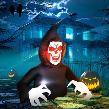 Outsunny Aufblasbare Halloween-Dekoration، Sensenmann، LED-Leuchten، Gebläse، Kabel