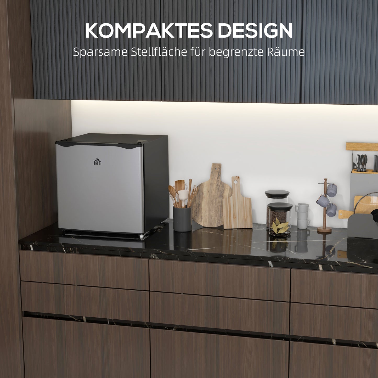 HOMCOM Mini-Gefrierschrank, 35 L Minikühlschrank, -14 bis -24℃, 5-stufige Temperaturregelung, 47 x 44,2 x 48,8 cm, Silber