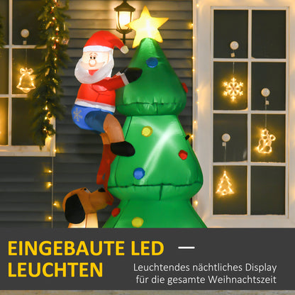 HOMCOM Aufblasbarer Weihnachtsbaum, Weihnachtsdekoration, 1,8 m, inkl. Gebläse, 123 cm x 85 cm x 180 cm, Grün + Rot
