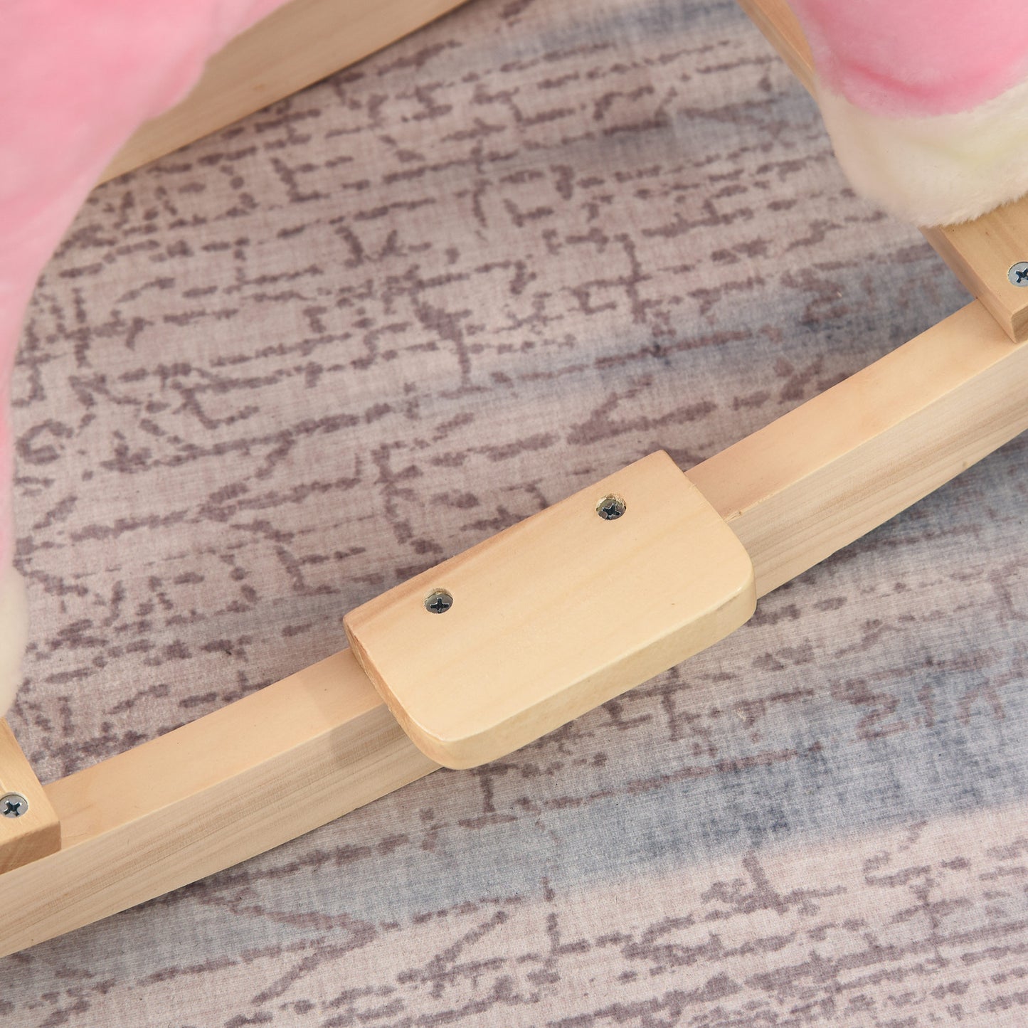 HOMCOM Kinder Schaukelpferd Baby Schaukeltier Pferd mit Tiergeräusche Spielzeug Haltegriffe für 36-72 Monate Plüsch Rosa 65 x 32,5 x 61 cm