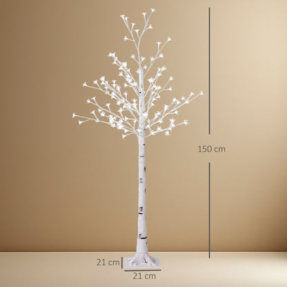 HOMCOM Kunstbaum, Kunst Kirschblütenbaum, mit 120 LEDs, 3 Helligkeitsstufen, warmweiß, realistische Rinde, 21 x 21 x 150 cm