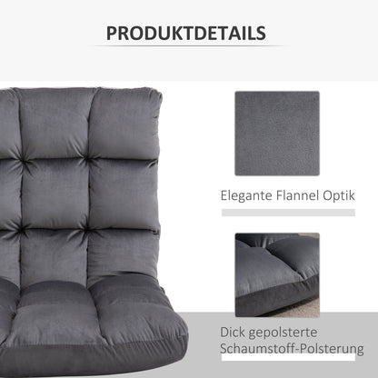 HOMCOM Sessel Gästematratze Bodensessel, verstellbare Rückenlehne, Velouroptik, 55 cm x 71 cm x 53,5 cm, Grau