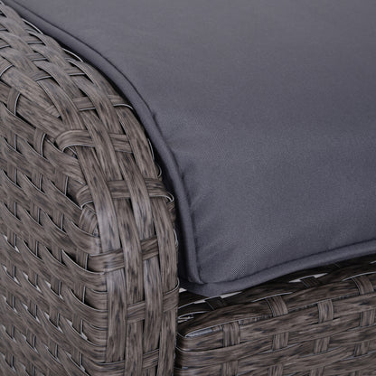 أوتسوني 5-TLG. Polyrattan Gartenmöbel Sitzgruppe Gartenset Sofagarnitur Garnitur Lounge mit Kissen Dunkelgrau 2 x Sessel 1 x Couchtisch 2 x Hocker