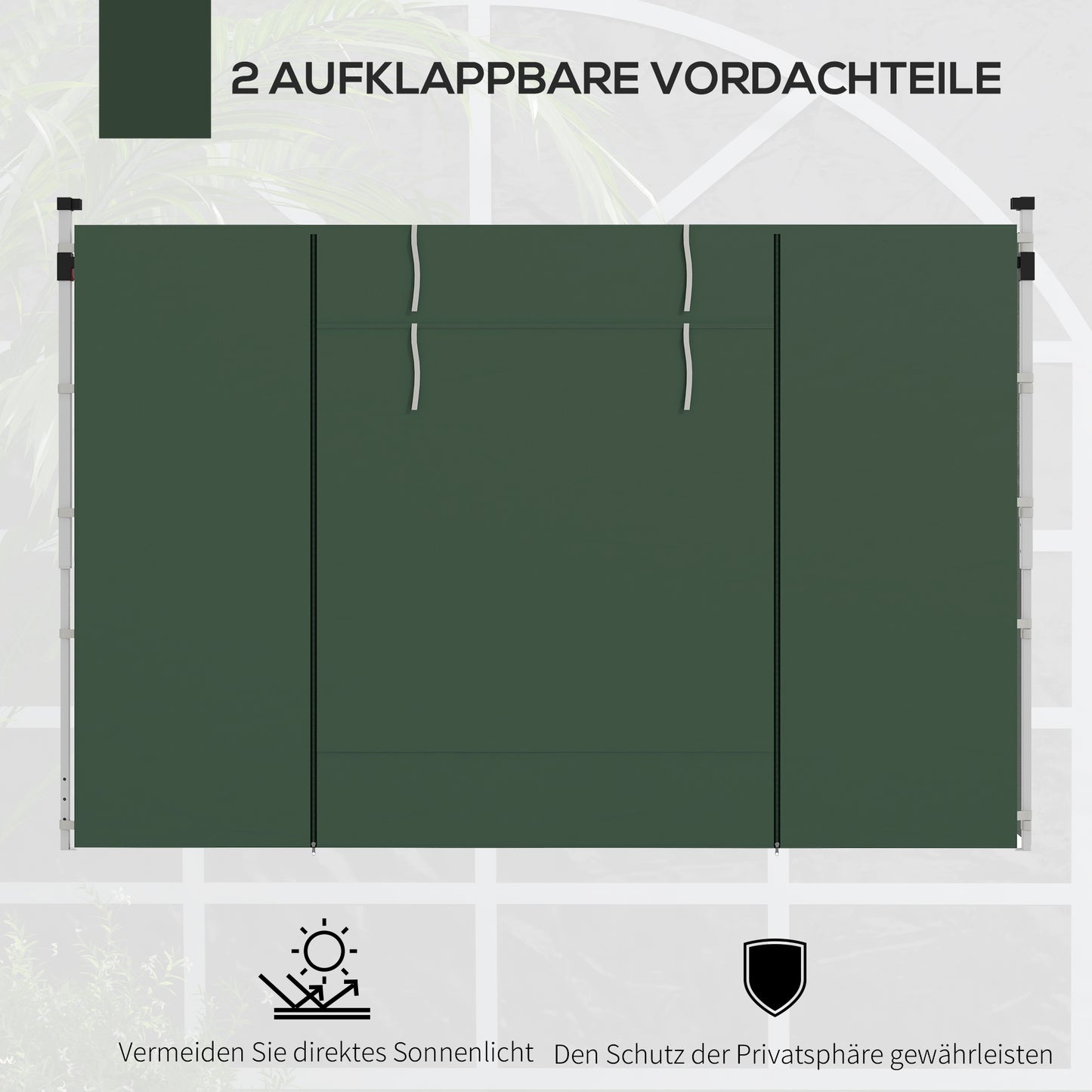 Outsunny Seitenwände für 3 x 3/ 3 x 6 m Pavillon, Seitenplanen mit Fenster, Tür, Ersatzwände für Partyzelt, Oxfordstoff, Grün