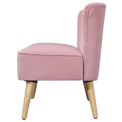 HOMCOM 2-Sitzer Stoffsofa Polstersofa Doppelsofa Sitzmöbel Loungesofa Holz Samtartiges Polyster Schaumstoff Rosa 117 x 56,5 x 77 cm