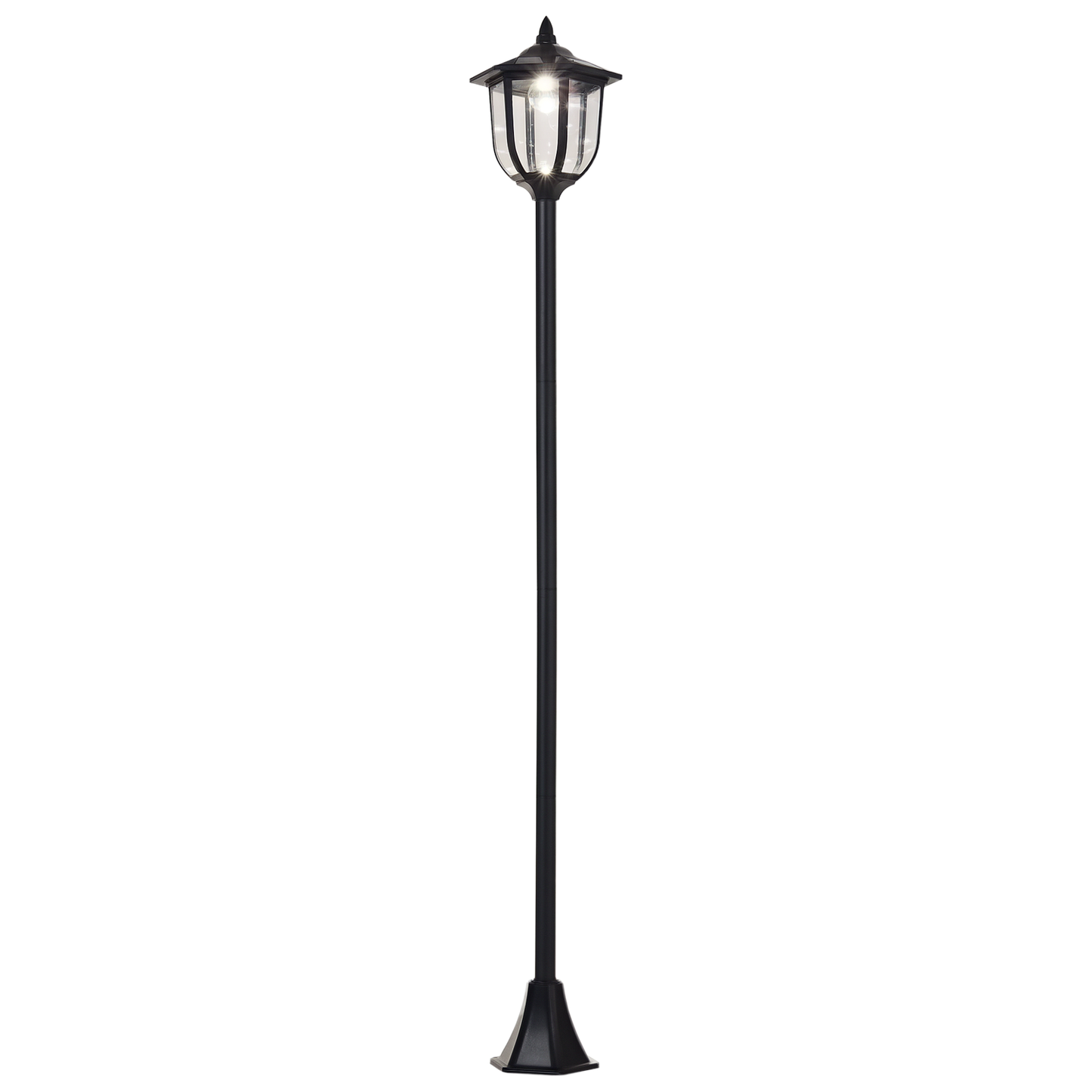 Outsunny Solar LED Gartenlaterne, Laterne aus Kunststoff, Außenleuchte für Innen und Außen 177 cm hoch, Gartenleuchte, 30/60 Lumen, für Garten Balkon Deko Schwarz