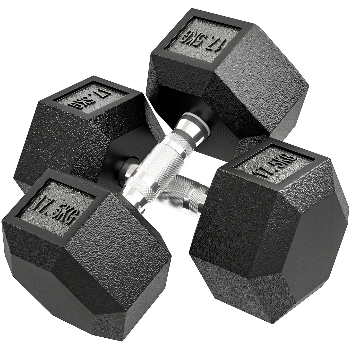 HOMCOM Kurzhantel, 35 kg Hantel, Hantel, Gewicht, Anti-Rutsch-Griff, Schwarz + Silber