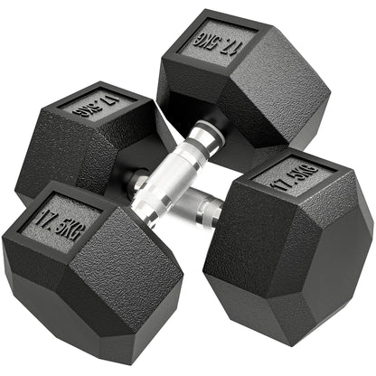 HOMCOM Kurzhantel, 35 kg Hantel, Hantel, Gewicht, Anti-Rutsch-Griff, Schwarz + Silber