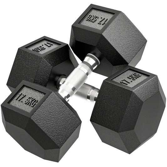 HOMCOM Kurzhantel, 35 kg Hantel, Hantel, Gewicht, Anti-Rutsch-Griff, Schwarz + Silber