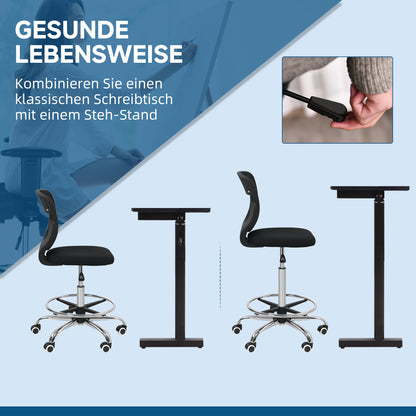 Vinsetto Bürostuhl, Arbeitsstuhl, Schreibtischstuhl, höhenverstellbar, gepolstert, Schwarz