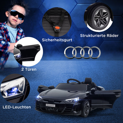 HOMCOM Kinderauto, Elektroauto, Audi-lizenziert, mit Sicherheitsgurt, Fernbedienung, Licht, schwarz, 103 x 58 x 41cm