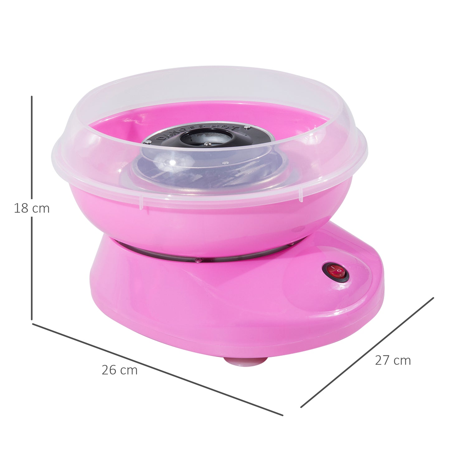 HOMCOM Zuckerwattemaschine für Zuhause ماكينة حلوى القطن Zuckerwatte Maschine mit Stäbchen und Messlöffel Höhe 18 سم 550 وات لـ Kinderfest، Geburtstag، Party Rosa