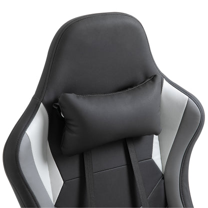 Vinsetto Ergonomischer Gaming Stuhl Bürostuhl Schreibtischstuhl, Drehstuhl Höhenverstellbar, Verstellbares Lendenkissen mit Fußstützen Schwarz 62x52x128 cm