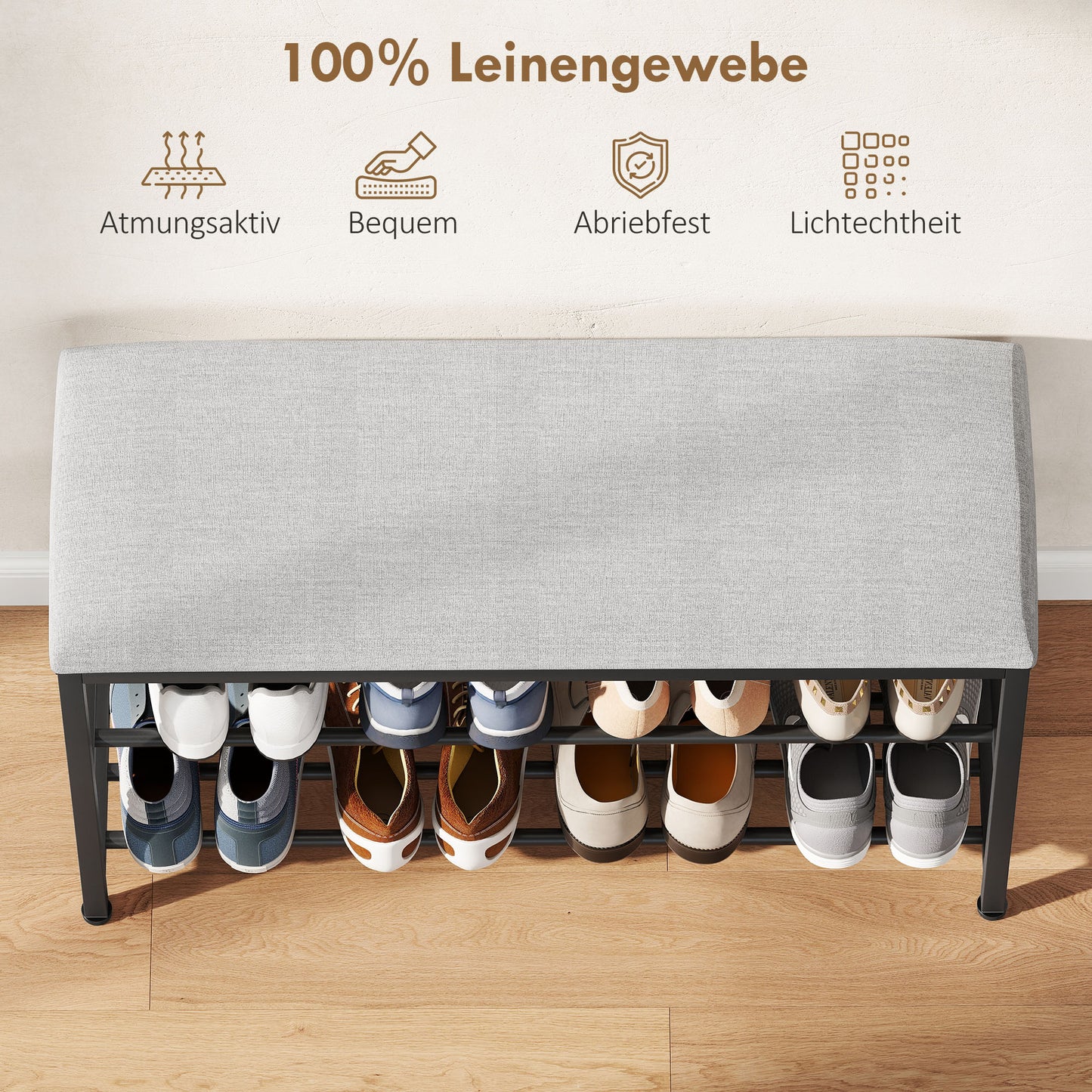 HOMCOM Schuhbank mit Sitzfläche, Sitzbank mit Stauraum, Schuhregal mit 2 offene Fächer, Sitzbank 81 x 31 x 50 cm Schwarz