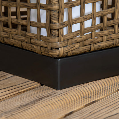 Outsunny Außenleuchte, Gartenlampe, Solarbetrieb, 8h Leuchtdauer, Einschaltautomatik, Rattanoptik, 15,5 x 15,5 x 46 cm