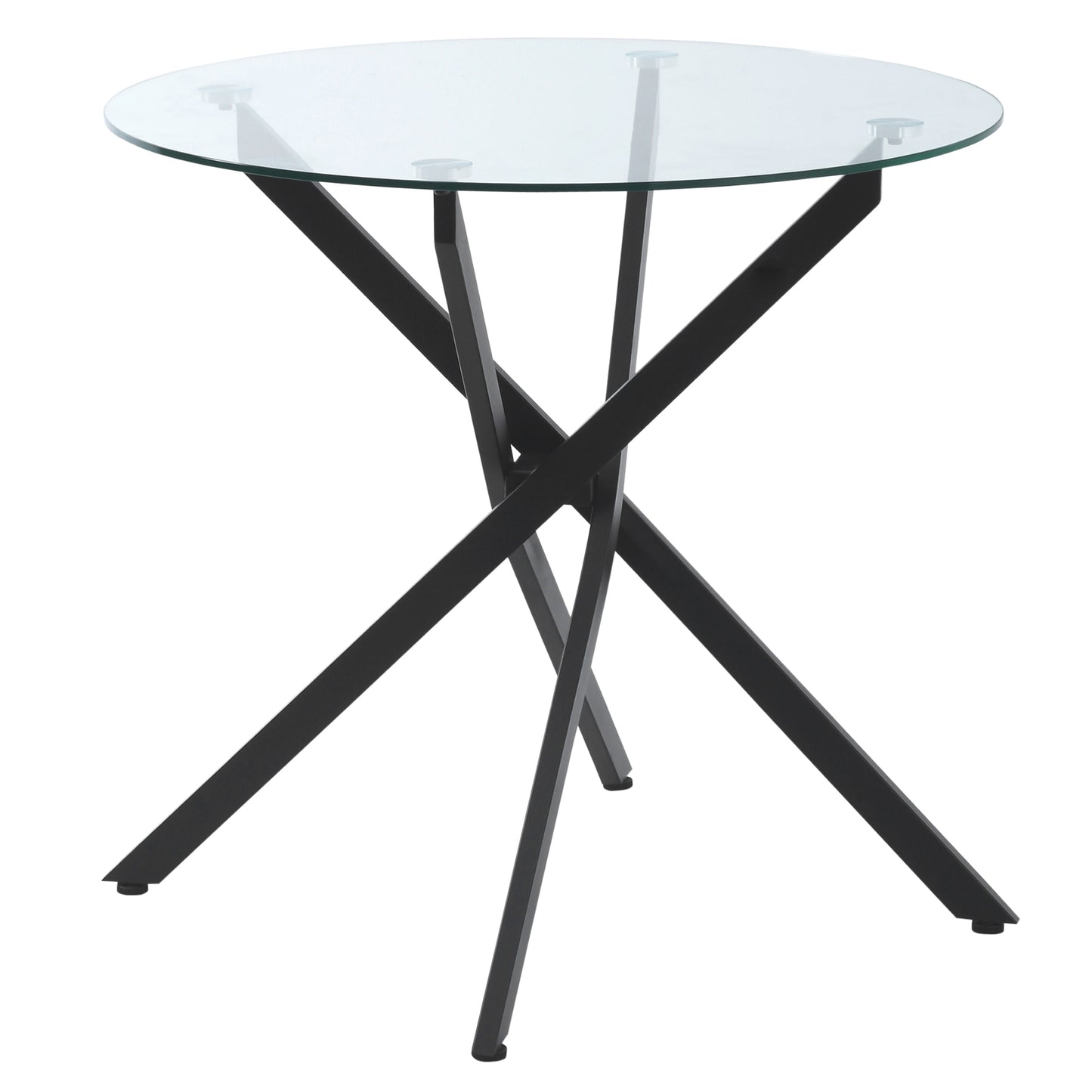 HOMCOM Moderner Glas-Esstisch, 80 cm Durchmesser, Küchentisch mit gehärteter Glasplatte und Metallbeinen, für 4 Personen